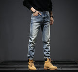 12.8oz 77% Cotton Red Selvedge Stretch Denim Men Jeans Distressed Heavy Brushed Washed Straight Pants Y2k Fashion Male Trousers