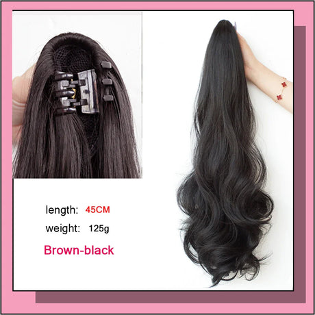 AS Long Wavy Straight Claw Clip On Ponytail Hair Extension Synthetic Ponytail Extension Hair For Women Pony Tail Hair Hairpiece