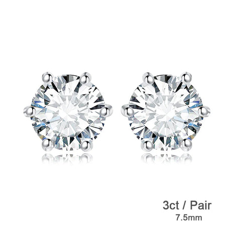 JewelryPalace Moissanite D Color Total 0.6ct 1ct 2ct 3ct 4ct 6ct S925 Sterling Silver Stud Earrings for Woman