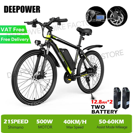 DEEPOWER S26 26INCH Electric Bicycle 500W 48V 30AH Lithium Battery Adult Electric Mountain Bike Cross-Country Ebike EU Delivery