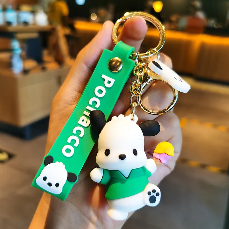 Kawaii Sanrio Keychain Cute Cartoon Pochacco Doll Pendant Car Key Ring Backpack Plush Keychain Ornaments Jewelry Gift for Friend