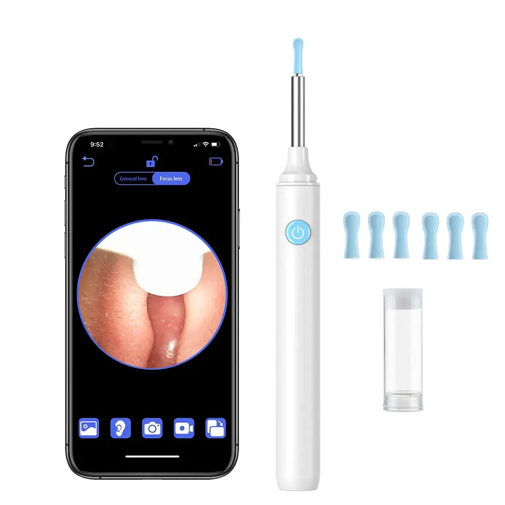 Visual Ear Cleaner with Camera Silicone Ear Spoon Otoscope 8MP Ear Wax Removal with 6 LEDS for Kids and Adults Ear Health Care