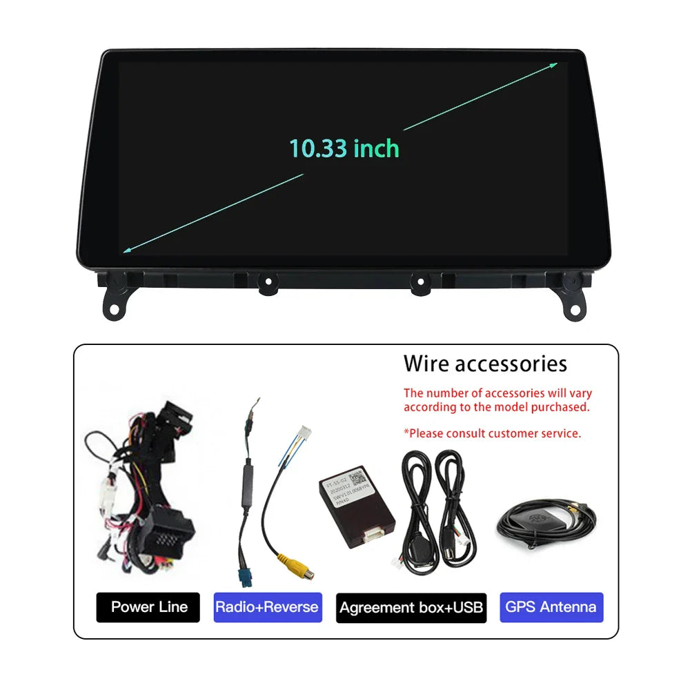 10.33" Android 12 8G 256G CarPlay GPS Navigation WiFi Stereo Car Radio For BMW X3 F25 X4 F26 2011-2017 NBT CIC Multimedia Player