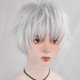 RANYU Synthetic Short Silver White Straight Curly Wigs Anime Men Cosplay Natural Hair Heat Resistant Wig for Daily Party