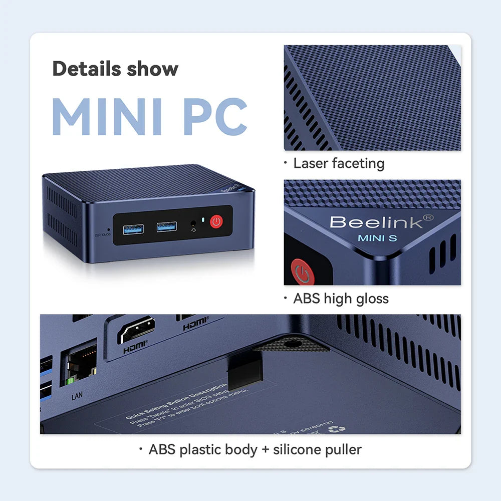 Beelink Mini S12 Pro Mini PC Win11 Intel N100 16GB 500GB Mini S N5095 1000M LAN Mini Computer Gaming VS J4125 GK Mini T8 Pro