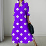 2023 Dress Summer Polka Dot Women's Small Flower Shirt Dress Bohemian Style Midi High Waist Vacation Office Fall Clothing