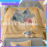 Cartoon Kawaii Disney Stitch Milk Velvet Four-piece Warm Bed Linen For Children In Winter Animation Derivatives Holiday Gift