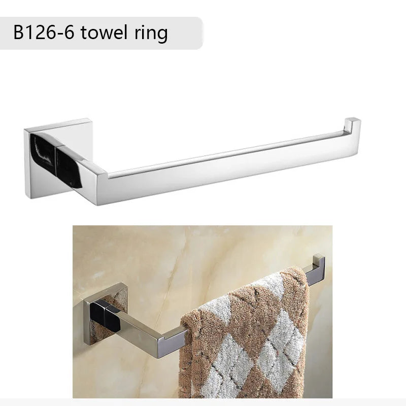 Mirror Chrome Polished Bathroom Hardware Stainless Steel Towel Rack Toilet Paper Holder Towel Bar Hook Bathroom Accessories