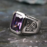 Newest 2024 Men's Purple CZ Zircon Fashion Wedding Band Stone Ring Stainless Steel Rings Jewelry for Man Factory Wholesale