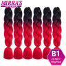 24inch Jumbo Braids Synthetic Hair For Box Braid Ombre Braiding Hair Extensions Three Tone Black Brown Blue Pink Mirra’s Mirror