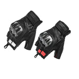 Half Finger Leather Motorcycle Gloves Hard Knuckle Carbon Fibre Protector Riding MTB Racing Riding  Leather Gloves for Men Women