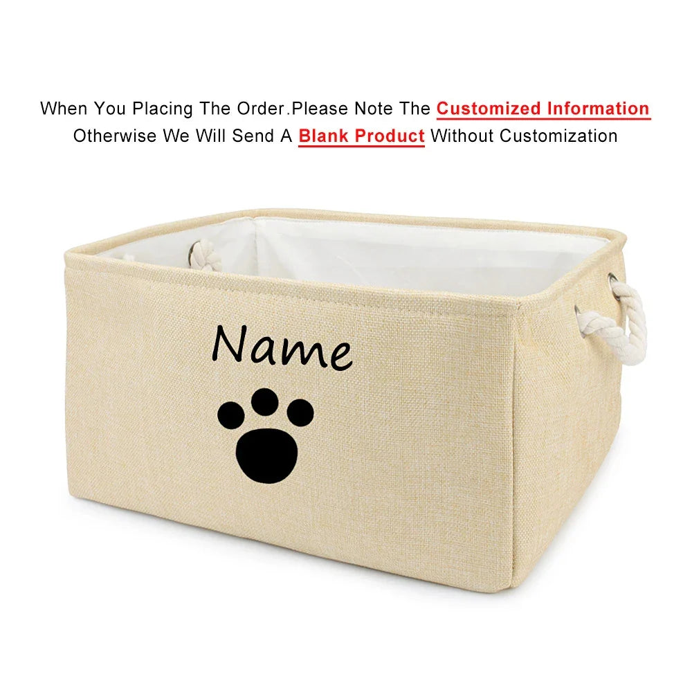 Basket Toys Dog Paw Personalized Pet Toy Storage Box For Clothes Custom Cat Product With Name Dog