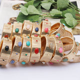 25mm Wide Spring Chain Bracelet For Woman Copper Bangle Natural Stone Malachite Bohemia Exquisite Gold Color Fashion Jewelry