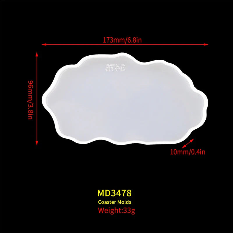 DM403 Irregular Marble Tea Cup Tray Doorplate Silicone Mold Epoxy Resin Agate Sliced Coaster Moules For Table Decoration