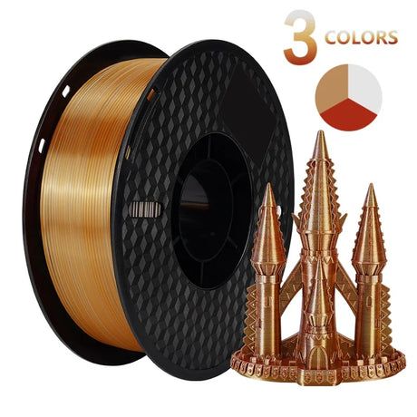 Tricolor 3D Printer Filament Silk PLA 3 Color for 3D Printing Plastic Materials 1.75mm 1KG Rainbow Spool No Bubble Multicolor