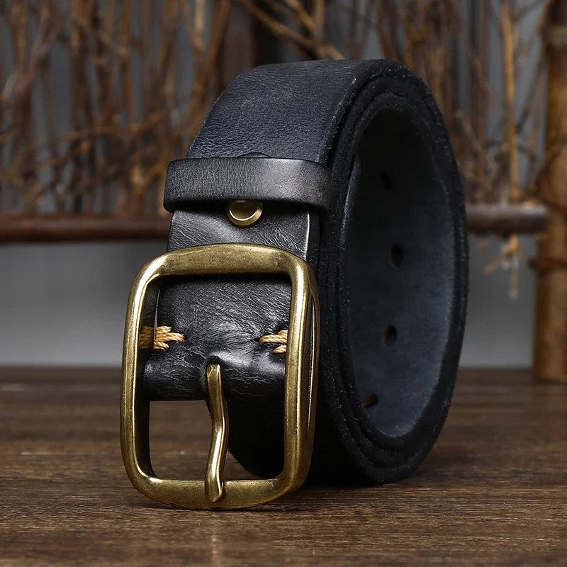 3.8CM Thick Cowhide Copper Buckle Genuine Leather Casual Jeans Belt Men High Quality Retro Luxury Male Strap Cintos