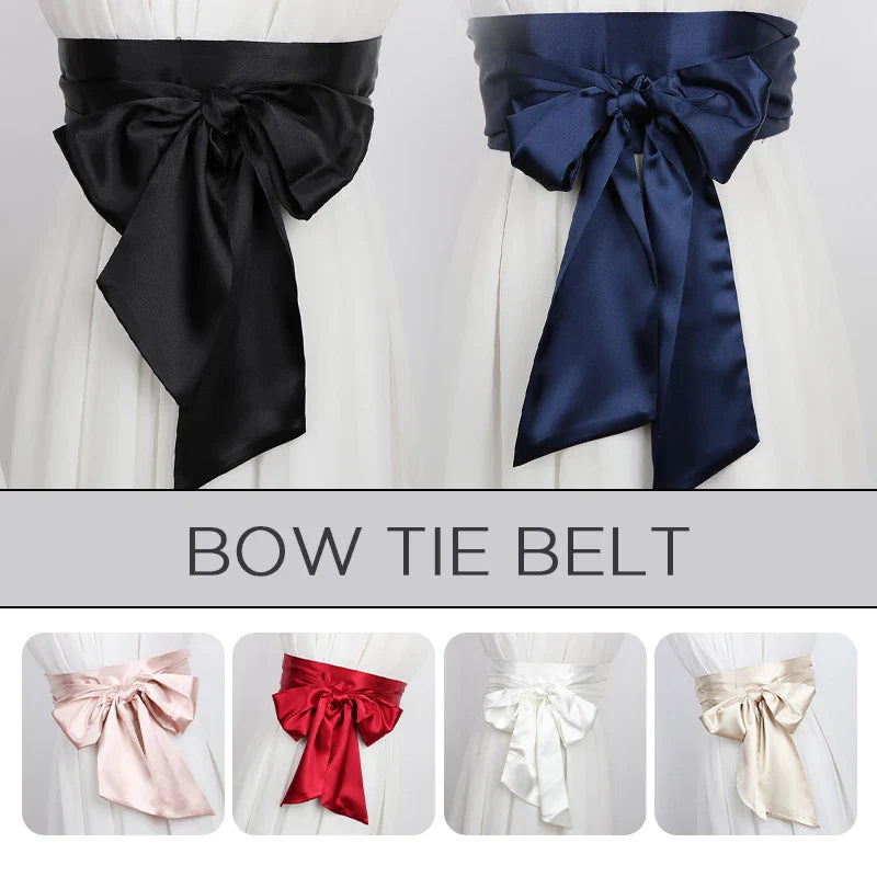 Satin Silk Wide Belt  Women 250cm Long Japanese Style Lace Up Waistbands Satin Corset Belts Ribbon Cummerbund