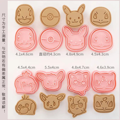 8 Piece Christmas pokemon Cartoon Pikachu Cookie Set Pokemon Pikachu Action Figures DIY Cake Printing Stencils Birthday Gifts