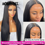 Glueless HD Lace Wigs Ready to Wear 250% Straight 5x5 HD Lace Closure Wigs Melt Skins Natural Scalp Human Hair Wigs For Woman