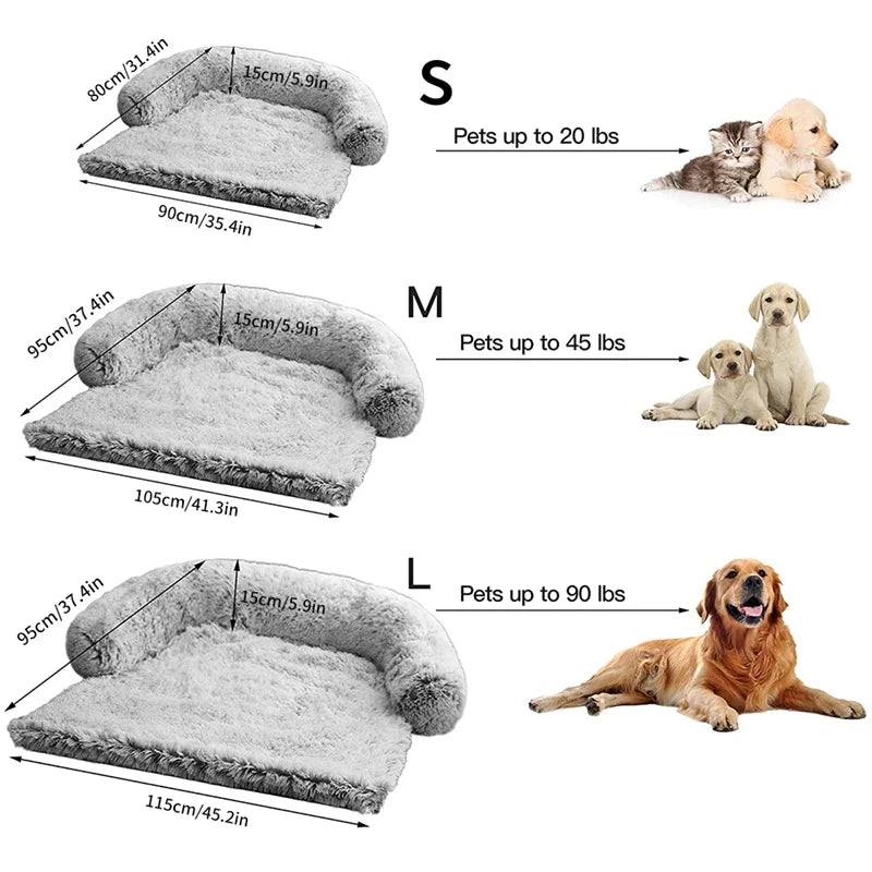 Calming Dog Bed  Plush Dog Mat For Furniture Protector With Removable Washable Cover For Dogs