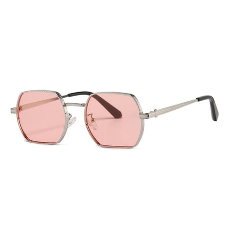 CATERSIDE Punk Polygon Classic Sunglasses Men Women Retro Fashion Man Square Metal Sun Glasses Trendy Vintage Texture Eyewear