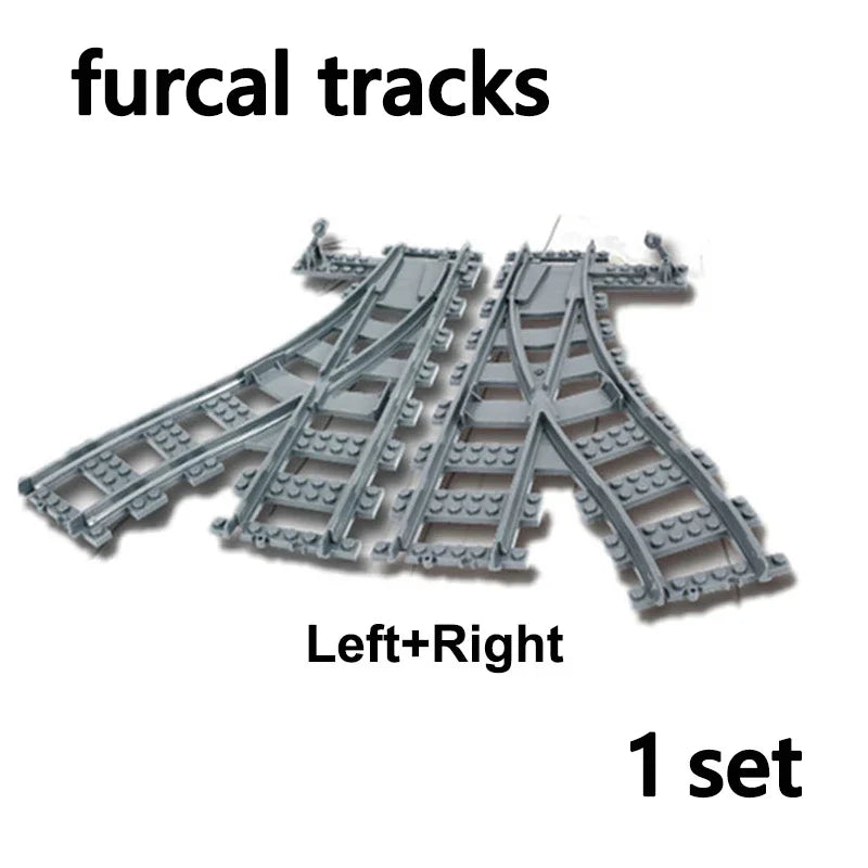 City Trains Track Rail Bricks Model straight curved soft Flexible Switch Uphill Tracks Railway  Building Blocks kids Toys