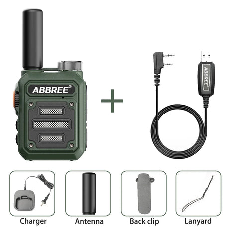 ABBREE AR-63 Portable Mini  Walkie talkie Wireless Copy frequency Ham Radio for Hunting 50 km Profesional Communicator Type-C