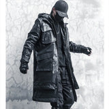 2024 High Quality Techwear Style Punk Hip Hop Winter Long Jacket Parkas Men Multifunction Fake Two Padded Coats Vintage Overcoat