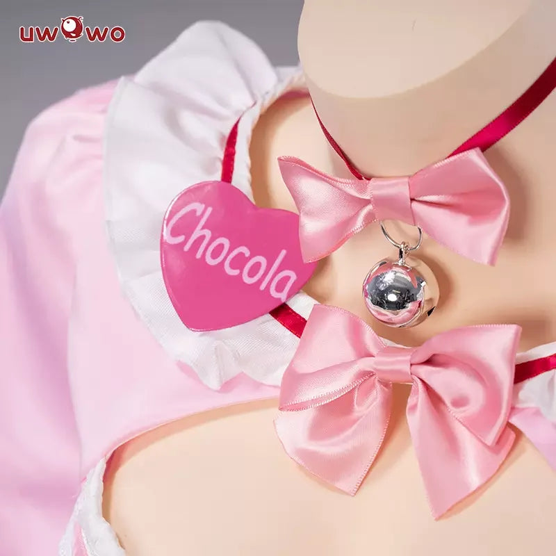 UWOWO Chocola Cosplay Maid Dress Vol.4 Costume Chocolaa/Vanillaa Cute Pink Dress Girl Outfits Halloween Costumes