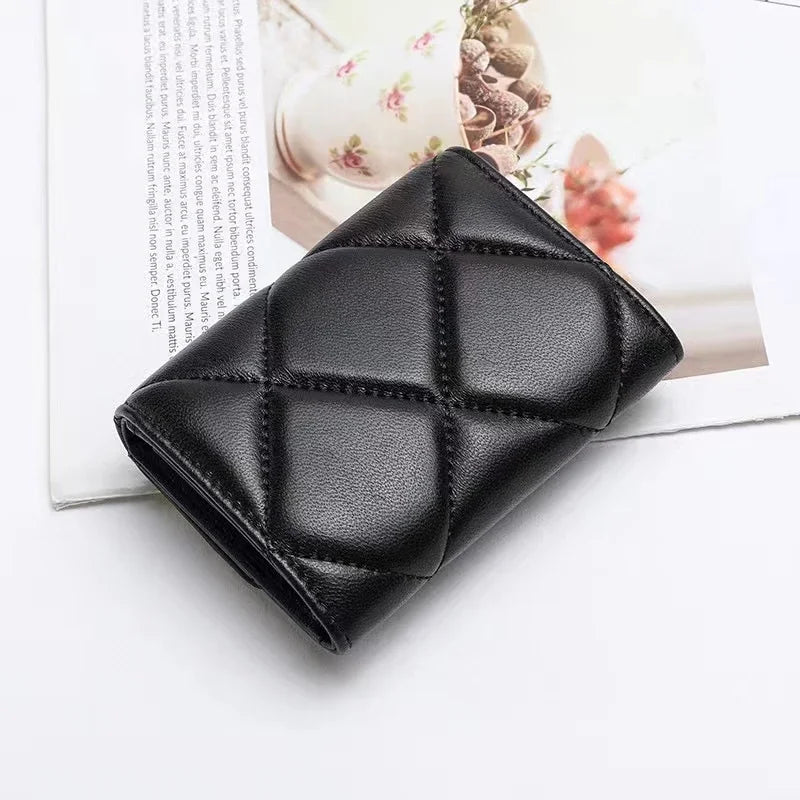 Luxury Brand Leather Wallet Sheepskin Slim Mini Handheld Bag for Women Card Holder Credential Holder Card Wallet Purse