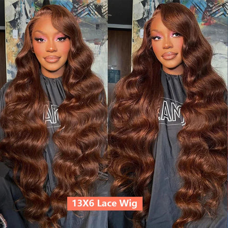 HD Chocolate Brown 13x4 Body Wave Lace Front Wig Glueless Brazilian Brown 13x6 Lace Frontal Wigs For Women Human Hair Preplucked