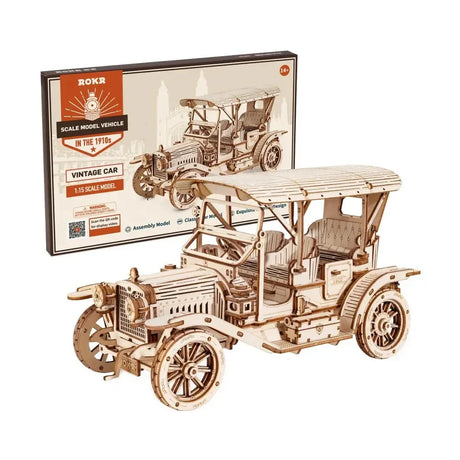 Robotime Rokr 3D Wooden Puzzle MC801 Vintage Car for Kids Adults Easy Assemble Toys Chinldren Gifts Building Block Kits Dropship