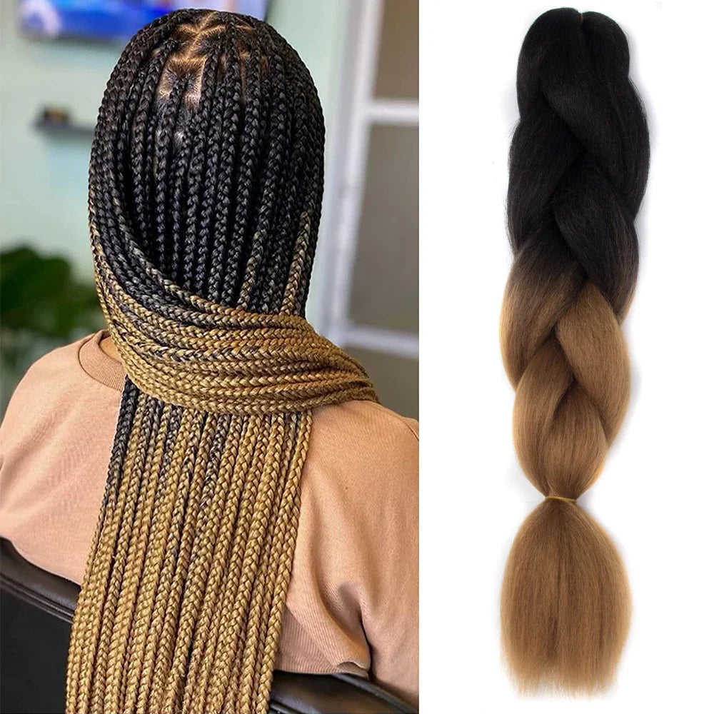 24Inch Synthetic Hair Extensions for Braids 100g/pc Jumbo Braiding Hair Kanekalon Colored Hair Pre Stretched Yaki Jumbo Braids