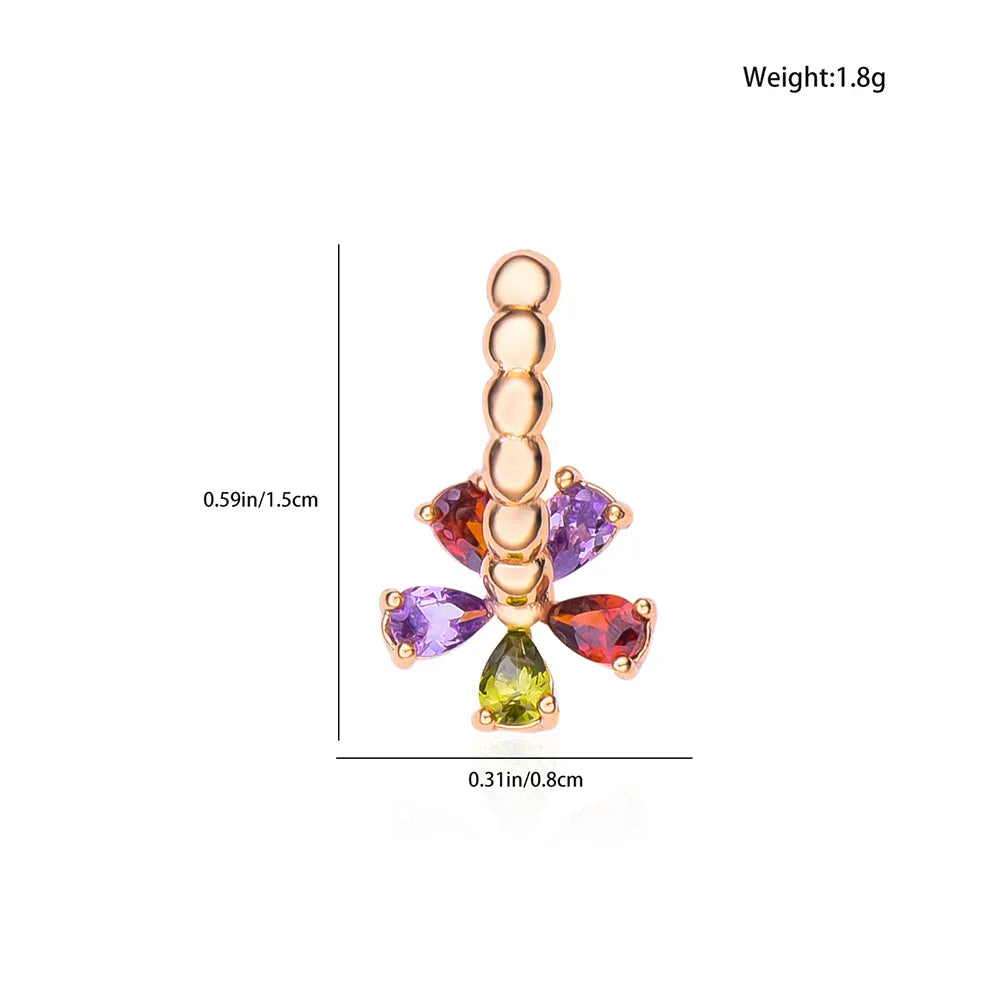 Harong Luxurious Copper Colorful Crystal Flower Hoop Earrings Women Girls Charm Aesthetic Jewelry Gift for Birthday Wedding