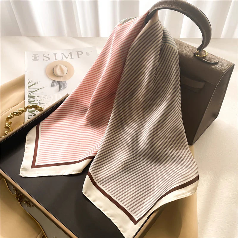 2023 Fashion Wraps Satin Hijab Luxury Square Scarf for Women Hair Bands Ribbon Headband Silk Shawl Neckerchief Female Bandana