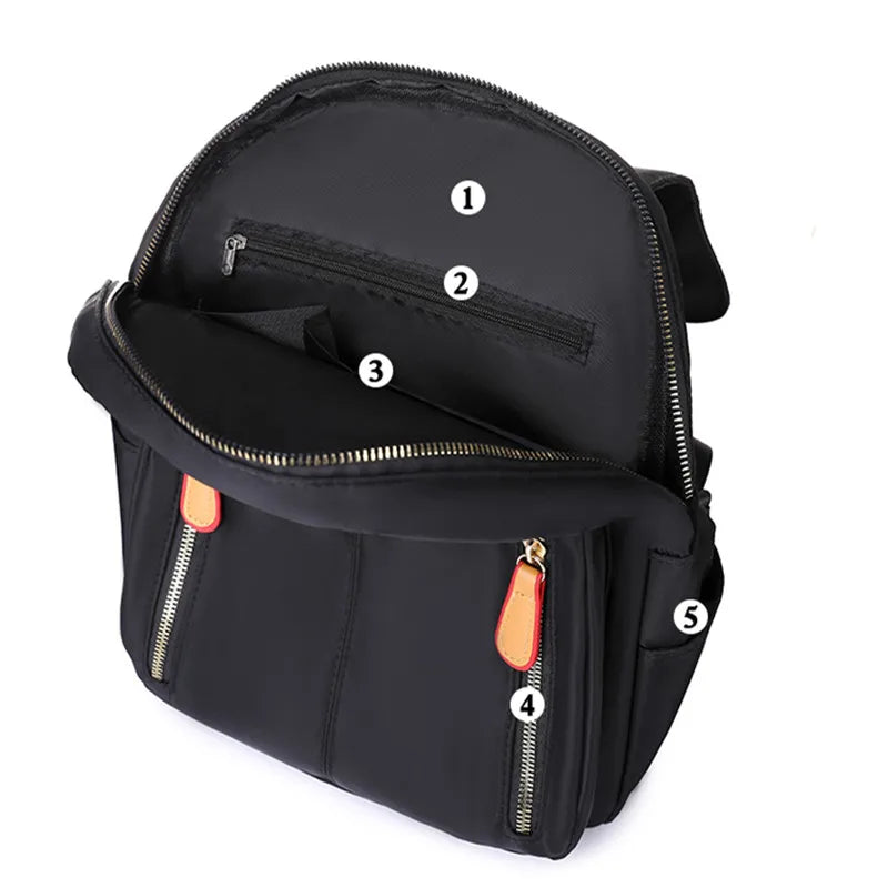 Waterproof Oxford Backpack for Women Anti-theft School Bag Large Capacity Travel Bag Simple Black Fashion Shoulder Bag Handbag