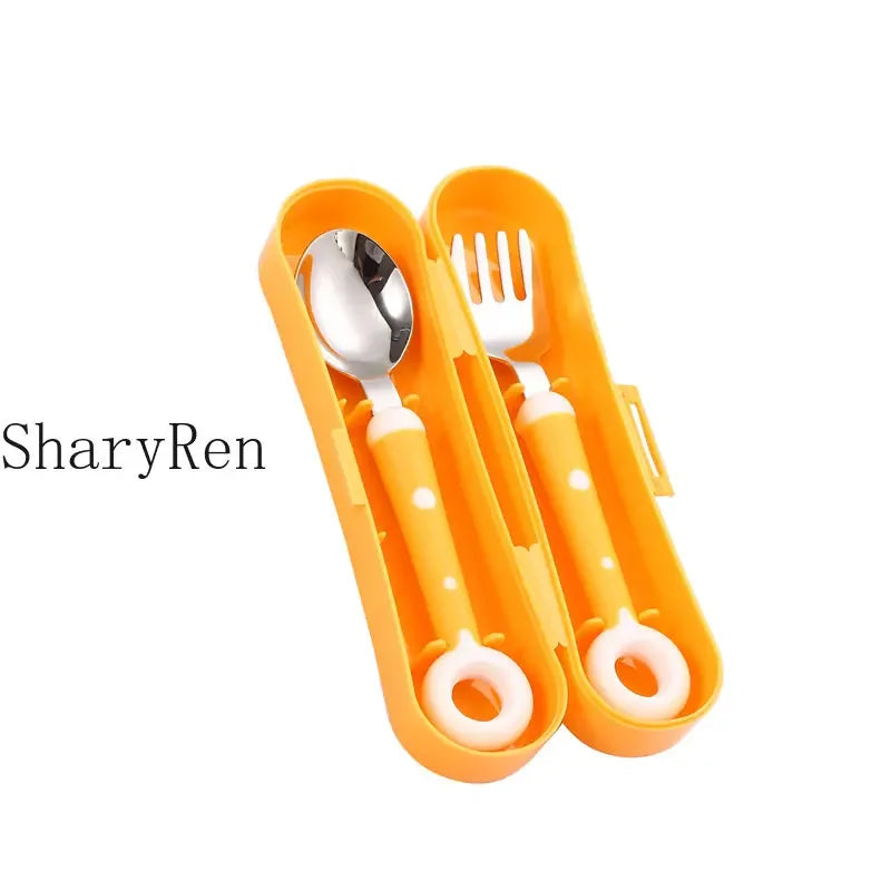 Baby Gadgets Lollipop Baby Spoon Fork Children Utensil Stainless Steel Toddler Dinnerware Cutlery Infant Feeding Tableware Set