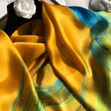 BYSIFA Yellow Green Scarves Bufandas Female Scarfs Shawl Fashion Elegant Satin Square Scarves Fall Winter Brand Silk Scarf Hijab