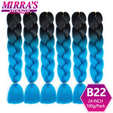 24inch Jumbo Braids Synthetic Hair For Box Braid Ombre Braiding Hair Extensions Three Tone Black Brown Blue Pink Mirra’s Mirror