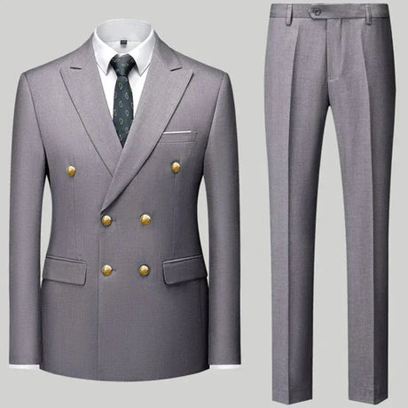 2023 Fashion New Men's Casual Boutique Double Breasted Suit Trousers / Man's Business Suit Jacket Blazers Coat Pants 2 Pcs Set