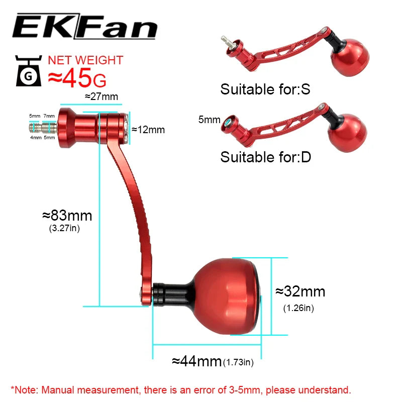 EKFAN CNC Alloy Alluminum Handle & Knob 83MM For SHI&DAI 1000-5000 Spinning Reel Handles Tackle Accessory