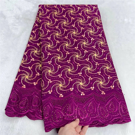 5 yard Swiss lace fabric latest heavy beaded Embroidery African 100% cotton fabrics Swiss voile lace popular Dubai style 4L08303