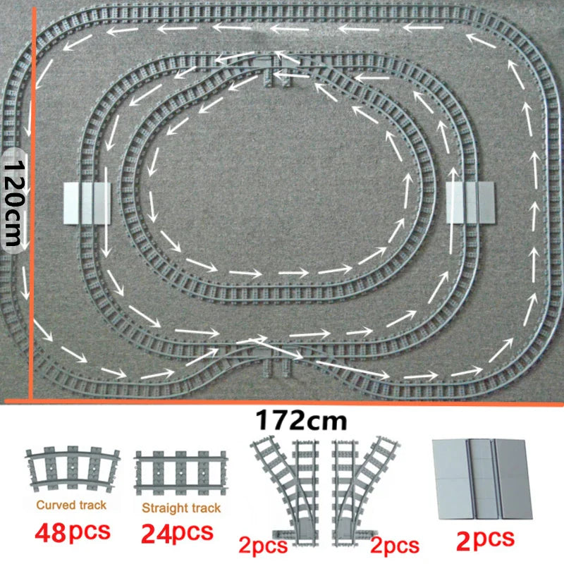 City Train Tracks Forked Flexible Railway Bridge Rail Viaduct Buliding Block Toy Straight Cruved Soft Track Bricks Leduo Gift