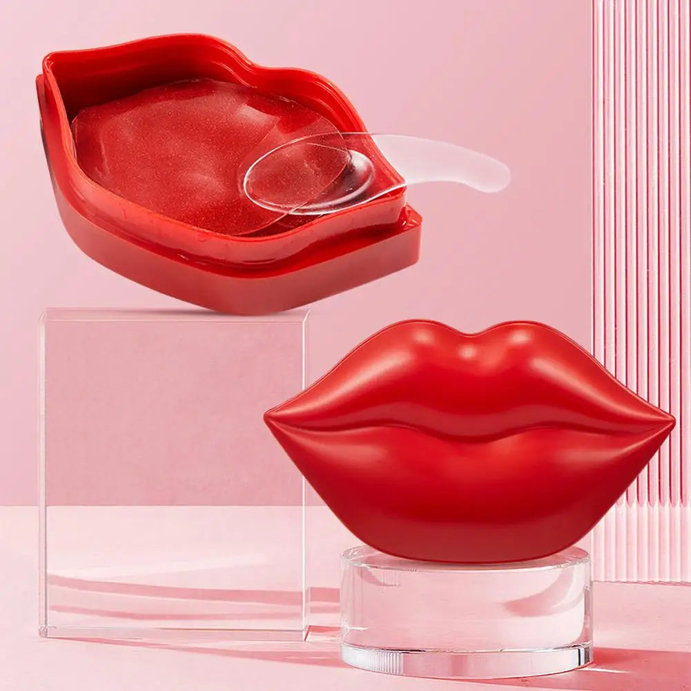 20Pcs Red Collagen Lip Mask Crystal Lip Pads For Moisturizing Anti-Wrinkle Anti-Aging Firms And Hydrates Lips Skin Care Dry Lips