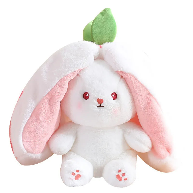 Funny Joy Kawaii Fruit Bunny Plush Toy Cute Carrot Strawberry Turn Into Rabbit Plush Toy Kids Birthday Christmas Gift