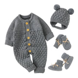 Baby Rompers Clothes Autumn Winter Knitted Newborn Boys Girls Solid Plain Jumpsuits Fashion Solid Plain Toddler Kids Unisex Wear