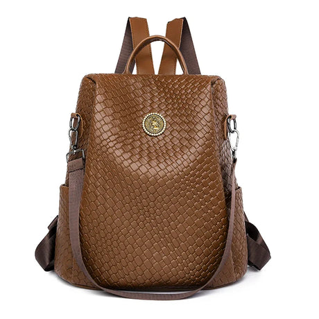 Fashion Rivet Decoration Backpack Women Small Square Plaid Pattern Leather Shoulder Bag Anti Theft Backpack School Bag for Girls