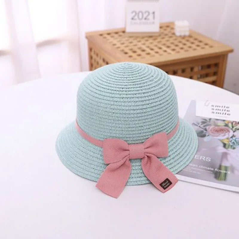 2-8 year old children's sun hat summer new straw bag hat set baby travel sunscreen beach hat sun Bucket hat children's straw hat