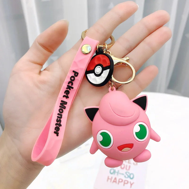 Pokemon Keychain Anime Figures Pikachu Cartoon Key Chain Charmander Psyduck Fashion Bag Keyring Pendant Accessories Toy Kid Gift