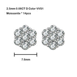 EWYA 925 Sterling Silver Moissanite Stud Earrings 1.4ct 7 Stones Flower Women Earring For Party Engagement Fine Jewelry Earings